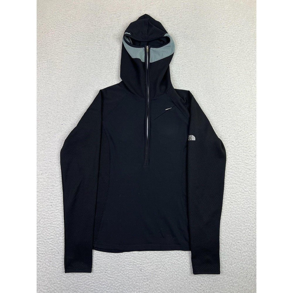 The North Face Flight Series Womens Medium 1/4‎ Zip Hooded Pullover ALG2 Black